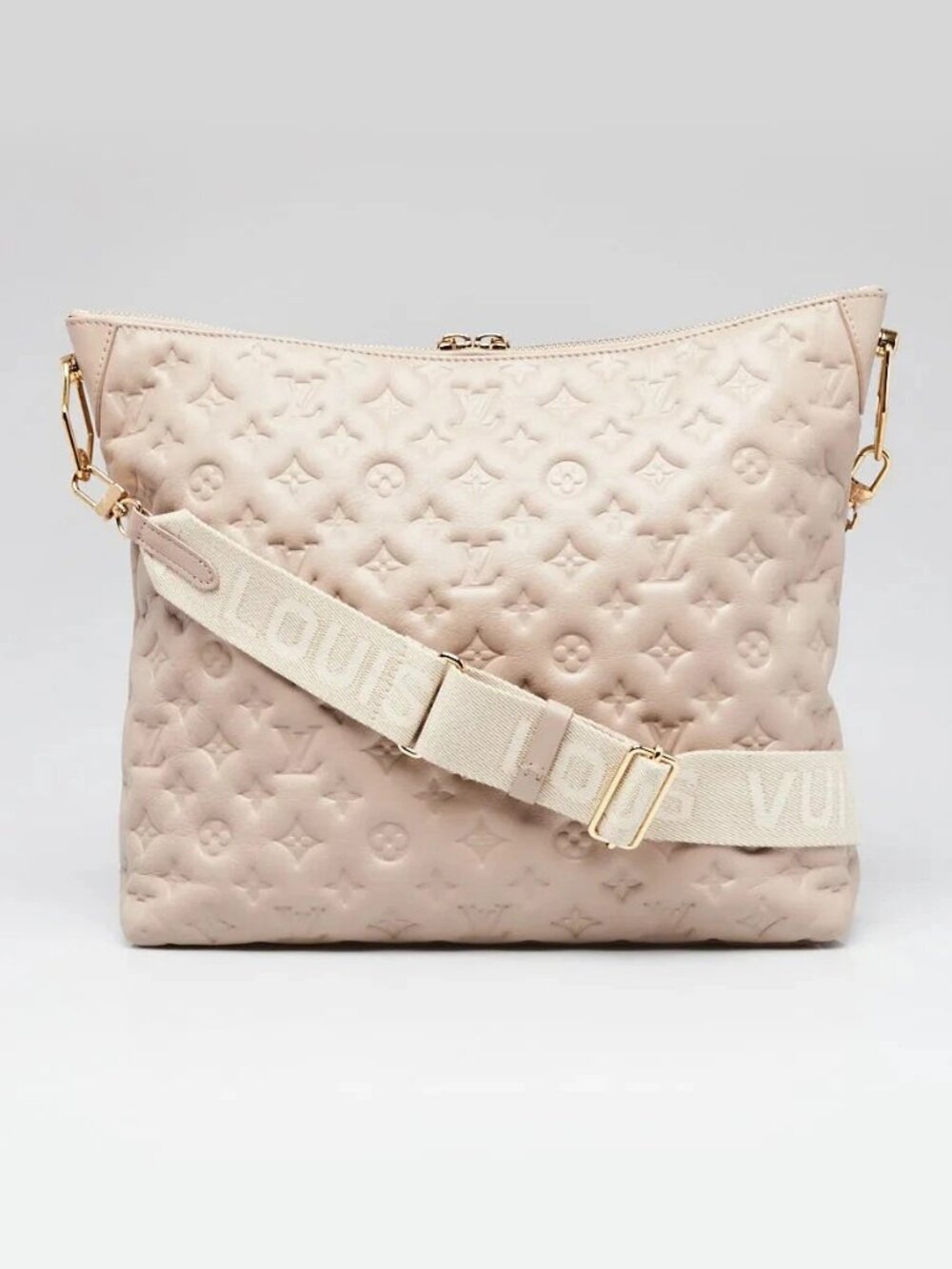 Louis Vuitton Galet Monogram Embossed Lambskin Leather Coussin Hobo MM Bag